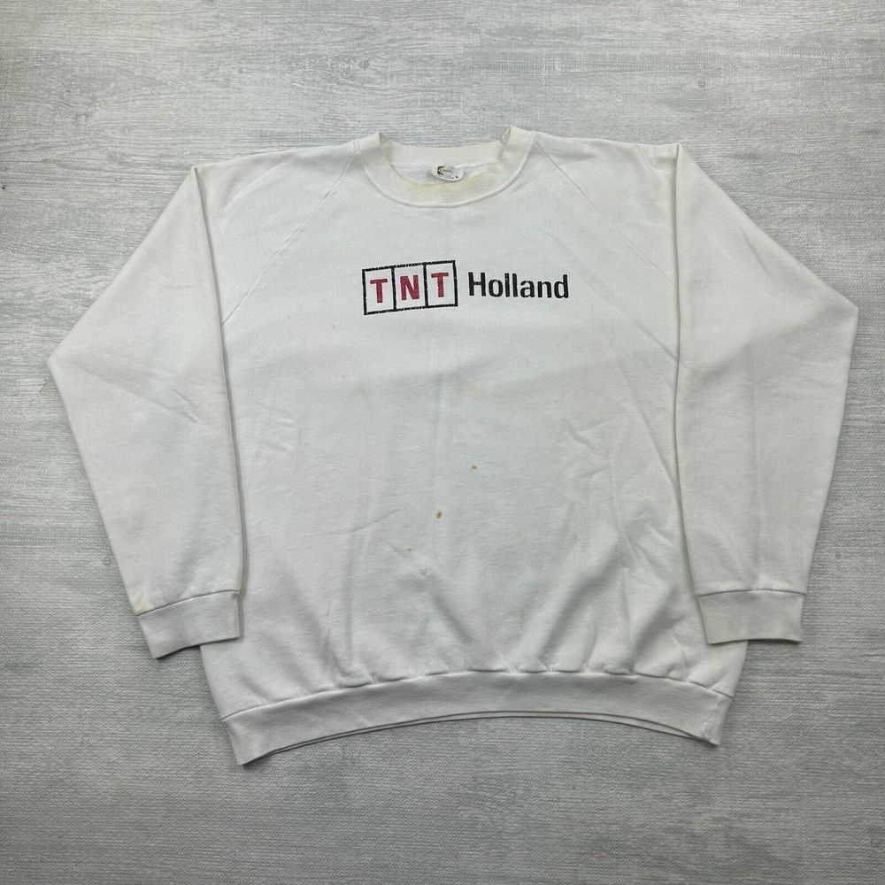 Vintage TNT Holland Sweatshirt‎ Adult 2XL White Crewneck Roofing Company Logo
